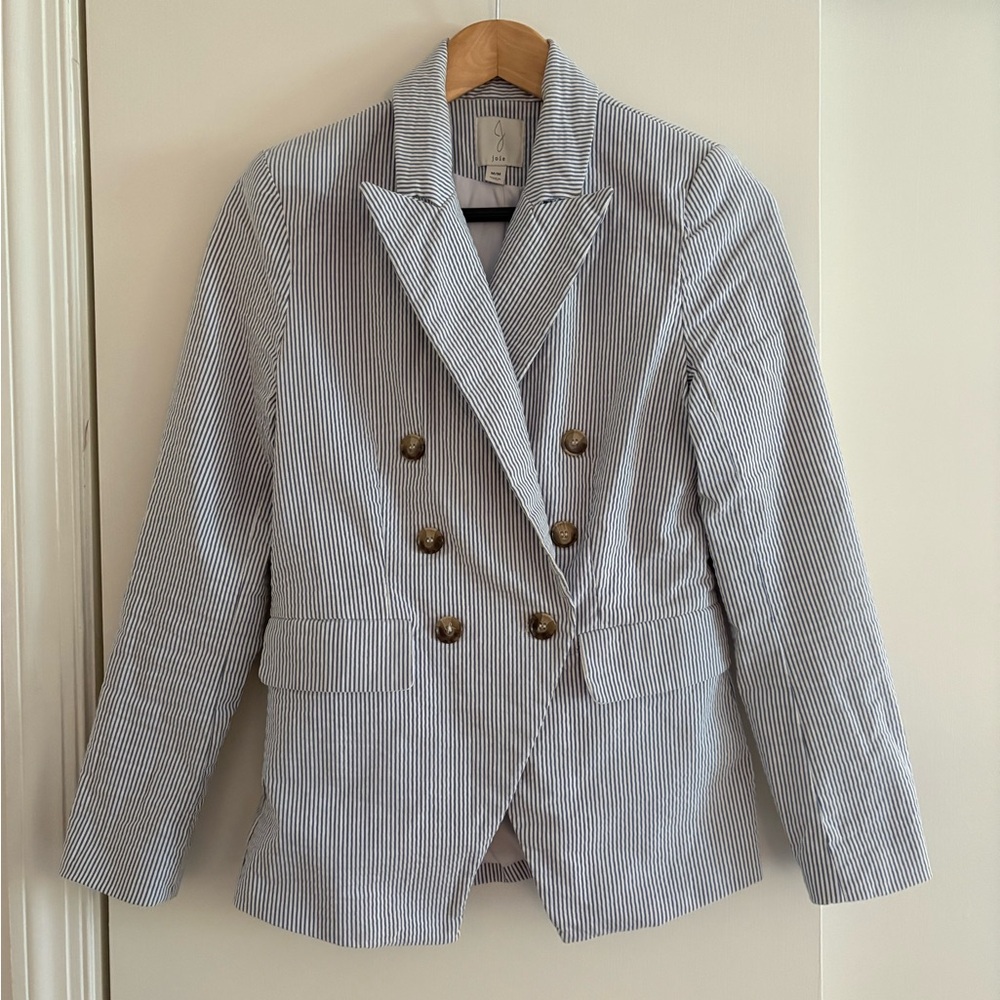 Joie Blue and White Blazer Lightweight Tailored Fit